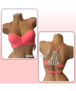 Victoria&#39;s Secret Coral Crochet The Getaway Halter Bikini Bathing Suit T... - £35.29 GBP