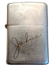 Vtg 1937-1950 Zippo Lighter 3-Barrel Hinge 16 Hole Pat. 2032695 Inscribed John&#39;s - £298.00 GBP