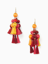 NEW Kate Spade Pretty Poms Tassel Statement Earrings Yellow &amp; Red 100% AUTHENTIC - £71.95 GBP