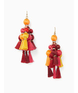 NEW Kate Spade Pretty Poms Tassel Statement Earrings Yellow &amp; Red 100% A... - £70.69 GBP
