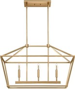 MOTINI 3-Light Kitchen Island Lantern Pendant Linear Chandelier Gold Rod... - $1,881.67 MXN