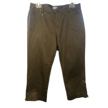 Cache Stretch Crop Pant Stretch Olive Green 5&quot; Ankle Zipper 8/10/12 - $29.95