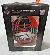 NFL Denver Broncos LED Ball Ornament Glitter Plaid by Team Sports America - £24.05 GBP