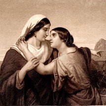 Ruth And Naomi Steel Engraving 1871 Victorian Bible Religious Art DWY5B - £59.82 GBP