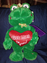 Gemmy Singing Dancing Frog Plush 12&quot; Valentines Day Watch Me Whip Nae Nae Happy - £25.22 GBP