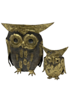 Vintage 1970&#39;s Sculpted Sheet Metal Owls, Pair Signed NK - £112.08 GBP