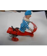 Collectible  VINTAGE Wind Up Tin Toy CLOWN on RED SCOOTER....FREE POSTAG... - £20.29 GBP