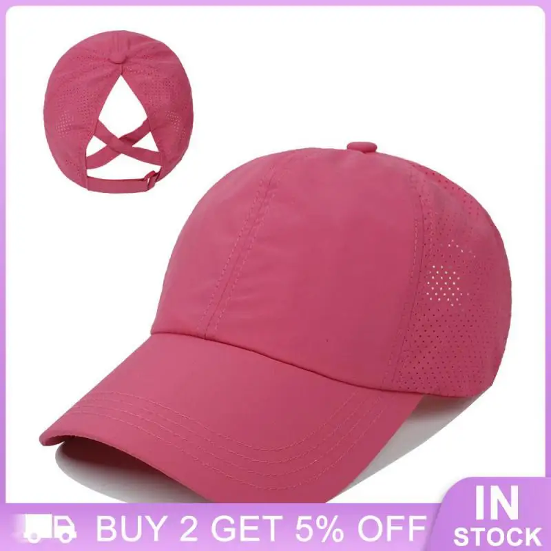 Baseball caps solid color ponytail cap cycling fishing girls sun hat quick drying cross thumb200