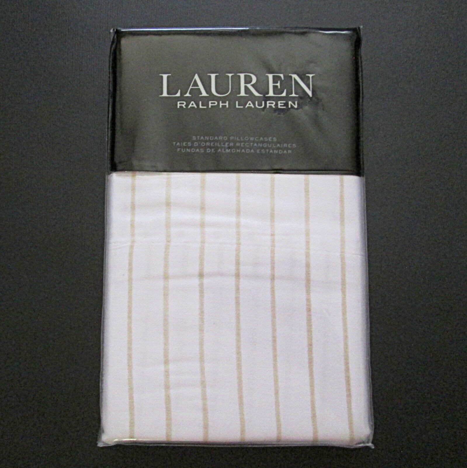 Lauren Ralph Lauren Spencer Stripe Tan 2 Standard Pillowcases 230 Thread Count - $24.73