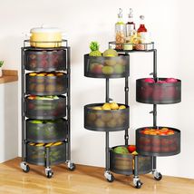 5-Tier Rotating Fruit Basket - Durable Metal Storage Rack with Wheels, B... - $186.07