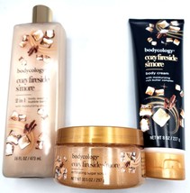 3 Bodycology COZY FIRESIDE S&#39;MORE Bodywash-Sugar Scrub Body Cream Lotion... - £28.50 GBP