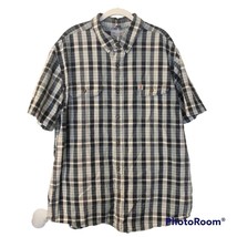 Men&#39;s Carhartt Navy Blue Plaid Shirt Sleeve Button Down Shirt Size 2XL Relaxed F - £17.40 GBP