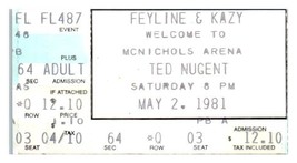 Ted Nugent Concert Ticket Stub Peut 2 1981 Denver Colorado - £43.76 GBP