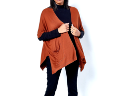 Susan Graver Weekend Jersey Knit Relaxed Cardigan - Spiced Mocha, XL - £19.38 GBP