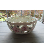 LENOX PIERCED BOWL BARRINGTON COLLECTION 8&quot; PINK FLORAL  - $33.49 CAD