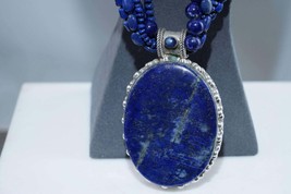Huge Vintage Sterling Multi-Strand Lapis Lazuli Beaded necklace - £430.05 GBP