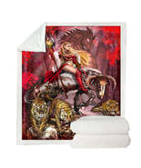 Taurus Bull Woman Warrior Dragon and Tigers Throw Blanket - $55.90+