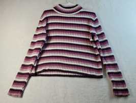 St. John&#39;s Bay Sweater Women Size XL Multi Striped Sparkly Long Sleeve Mock Neck - £11.34 GBP