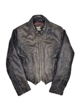 Jamin Leather Jacket Womens XL Black Studded Motorcycle Biker Quilt Lined - $86.05