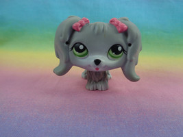 Littlest Pet Shop Grey Maltese Puppy Dog Green Eyes Pink Bows Pet Pairs ... - £6.60 GBP