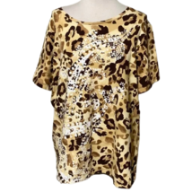 Jones New York Size 3X Signature Shirt Paisley Cheetah Cat Print Cotton/... - £11.15 GBP
