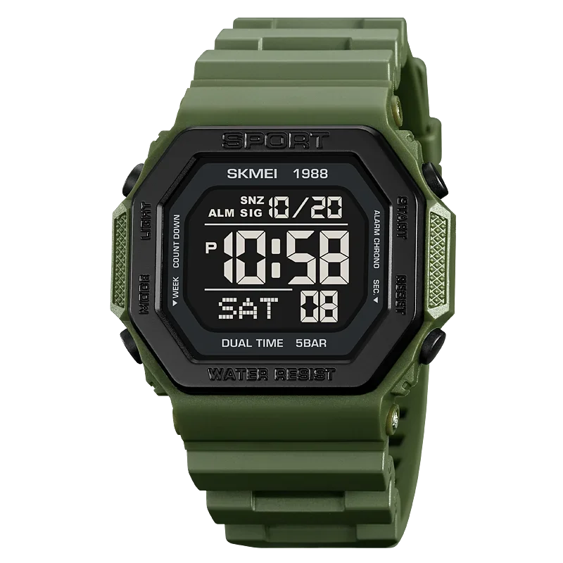 Mens Military Countdown Chrono Wristwatch 5Bar Waterproof Alarm Clock Re... - £14.75 GBP