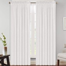Linen Curtains Natural Linen Blended Rod Pocket Panels, White, 52&quot; W X 84&quot; L - £32.76 GBP