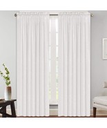 Linen Curtains Natural Linen Blended Rod Pocket Panels, White, 52&quot; W X 8... - £32.12 GBP