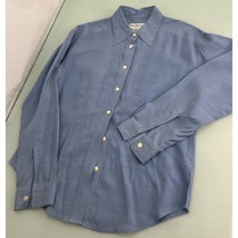 Vintage Barry Bricken Women&#39;s Shirt Top 100% Silk Blue Button Up Size 8 ... - £15.80 GBP