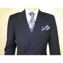 Men Apollo King Double Breasted Suit Classic Peak Lapel Pleated DM22 Navy Blue image 3