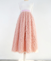BLUSH PINK Pleated Skirt Outfit Plus Size Polyester Midi Wedding Guest Skirt image 1
