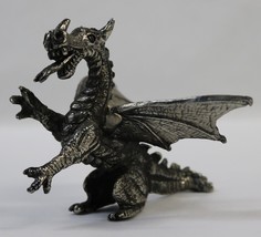 Vintage Pewter Dragon Statue - FIRE BREATHING TONGUE DRAGON Figurine 2-1... - £15.84 GBP