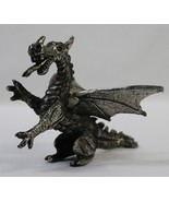 Vintage Pewter Dragon Statue - FIRE BREATHING TONGUE DRAGON Figurine 2-1... - £15.79 GBP