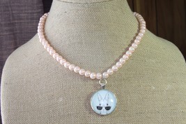 Plunder Necklace (New) Pink Beaded Necklace W/ Hip Hop PENDANT- 20&quot; - 21.5&quot; Adj - £17.63 GBP