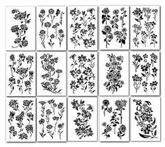 15 Large Flower Stencils for Wall Decore Painting Crafts Art Model Tatto... - £25.84 GBP