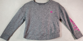 Hurley Cropped Sweatshirt Girls Medium Gray Long Raglan Sleeve Round Nec... - $13.47