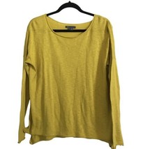 VINCE Womens Sweater Pullover Yellow Oversized Boat Neck Slub Cotton Sz Small - £17.64 GBP