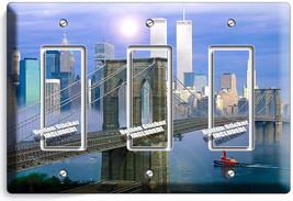 Nyc New York City Brooklyn Bridge Twin Towers 3 Gfi Light Switch Plate Art Decor - £13.37 GBP