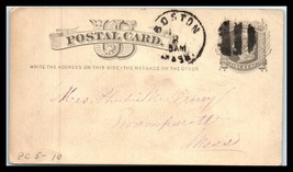 1880s US Postal Card - Boston, Massachusetts to Swampscott, MA C25 - £2.36 GBP