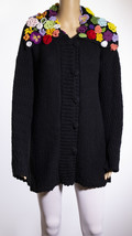 Wool cardigan with crochet flowers - £223.01 GBP