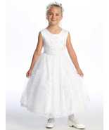 Girls White First Communion Dress Satin w/ Embroidered Tulle &amp; Sequins (... - $213.94