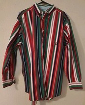 VTG Ivy Crew Shirt Men&#39;s Extra Large  Red, Blue, Green Stripes Button Do... - $14.50
