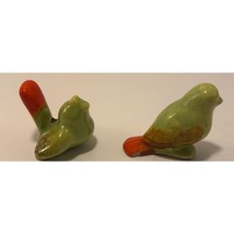 Pair of Rustic Green and Orange Decorative Birds - £15.44 GBP