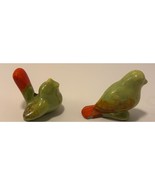 Pair of Rustic Green and Orange Decorative Birds - £15.51 GBP