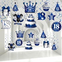 30 Pieces Happy 18Th Birthday Party Hanging Swirls Decorations, Navy B - £15.97 GBP