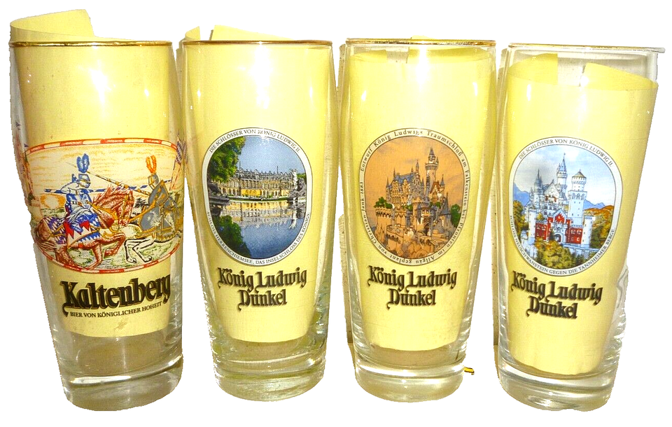 4 Schloss Kaltenberg Ludwig Hell Dunkel 0.5L German Beer Glasses