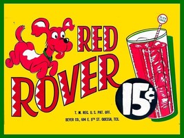 Red Rover 15c Soda Metal Advertisement Sign - £31.15 GBP