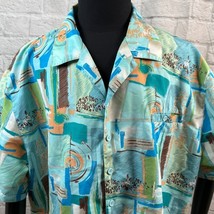 Retro Irvine Park Men&#39;s Camp Shirt 3XL Button-Up MCM Blue Abstract Print - $396.18 MXN