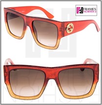 GUCCI GLITTER GG3817S Square Red Yellow Grey Gradient Sunglasses 3817 Optyl - £256.65 GBP
