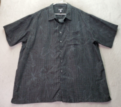 Van Heusen Air Shirt Men&#39;s 3XL Dark Gray Hawaiian Polyester Collared Button Down - £14.52 GBP